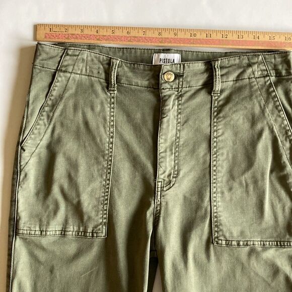 Pistola Mara Straight Leg Crop Pant Olive Size 31 - Picture 7 of 10